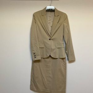 Theory, women's blazer and skirt, tan/kahki, size 4 on both items